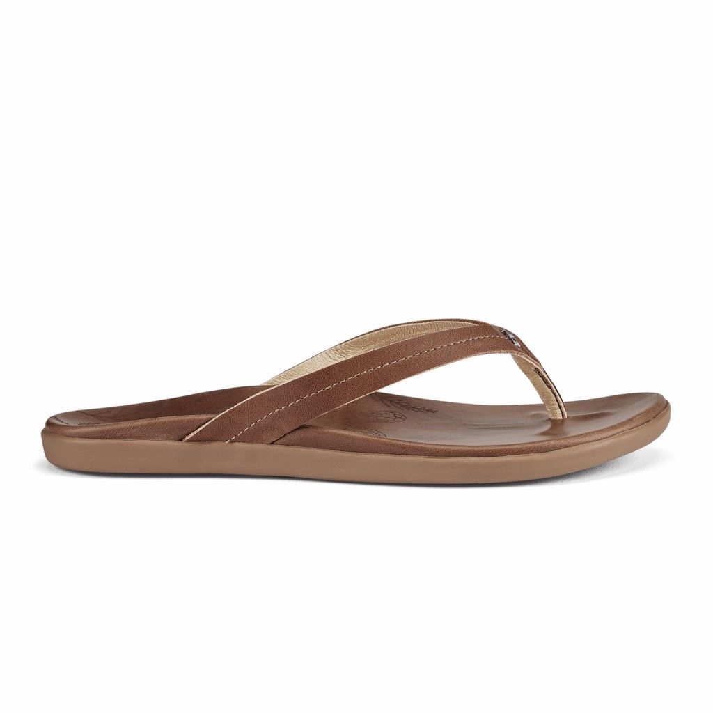 Olukai Women's Honu Flip Flop - Tan US196-487